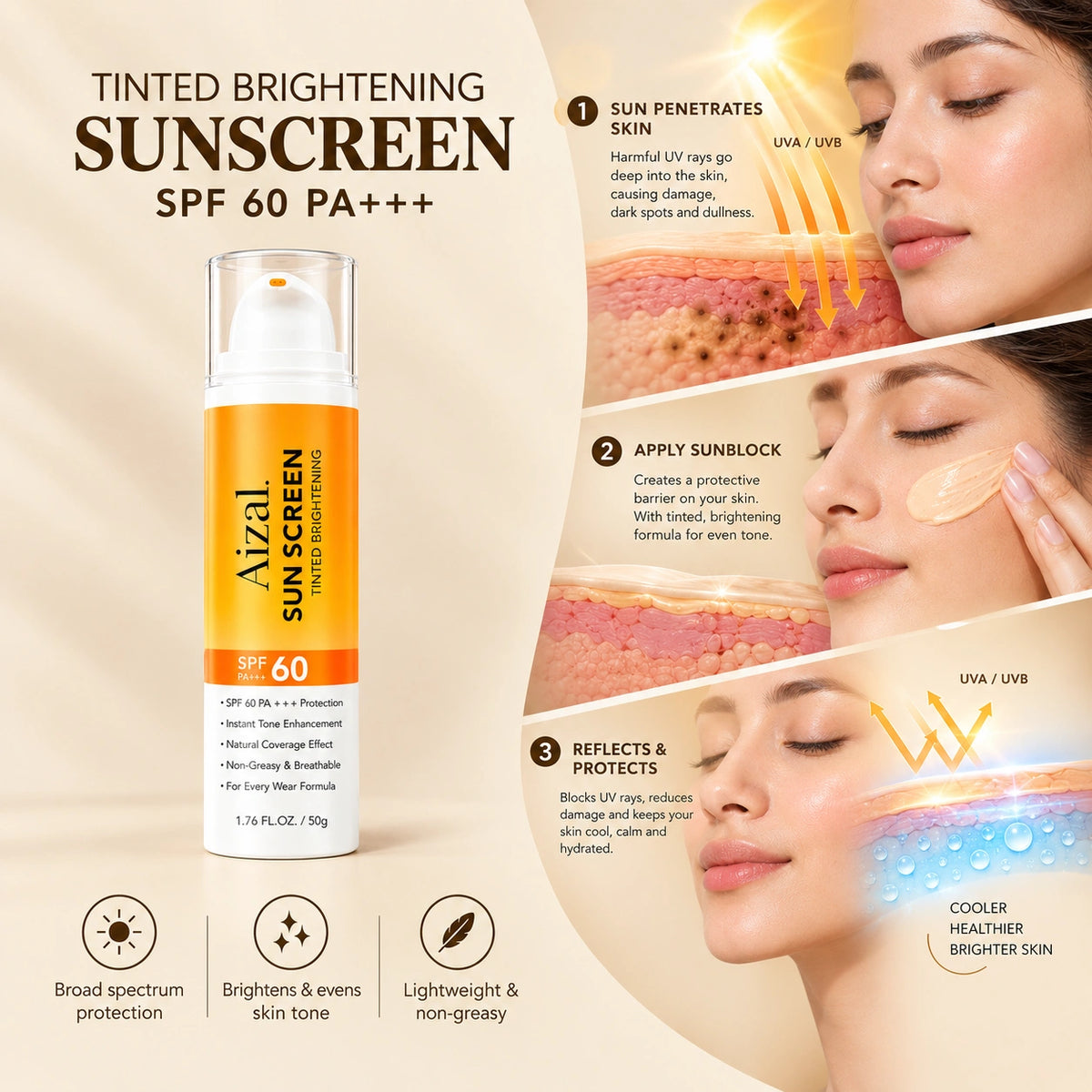 Tinted Brightening Sunscreen SPF 60 PA+++ UV Protection