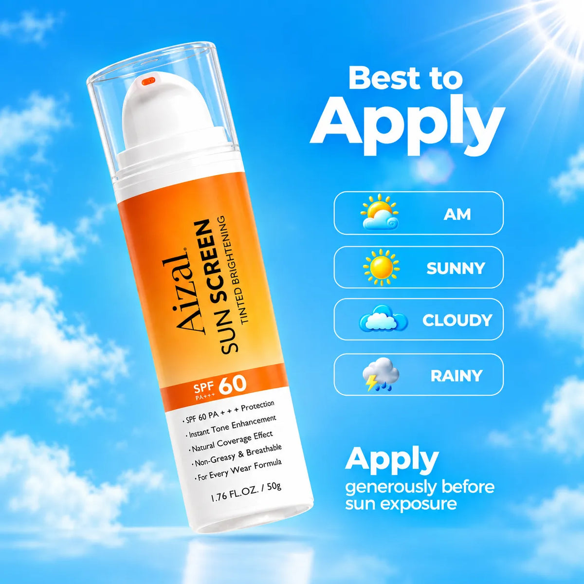 enjoy the sun without fear-lightweight SPF 60+++ protection for smooth, healthy skin. 